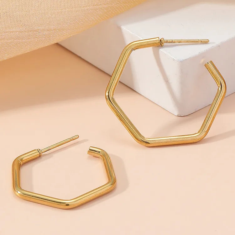 Hexagon 18K Gold Plated 304 Stainless Steel Earring