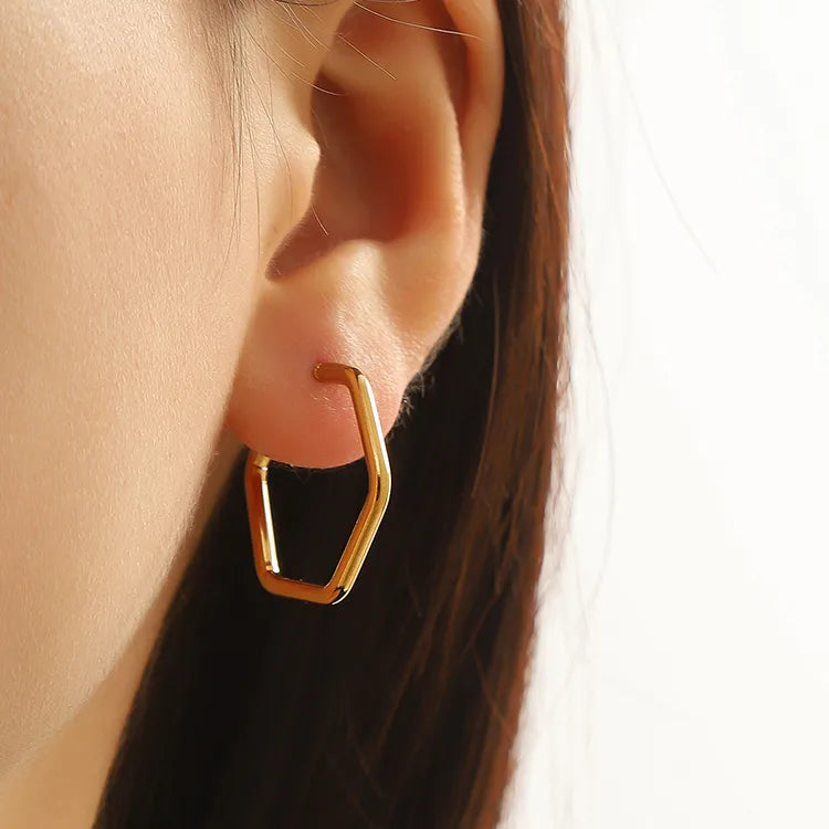 Hexagon 18K Gold Plated 304 Stainless Steel Earring