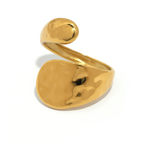 Gold Wrap Oval Ring Geometric 304 Stainless Steel 18K Gold Plated Geometric Open Rings