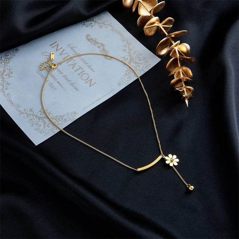 Sun Flower 18K Gold Plated 304 Stainless Steel Necklace