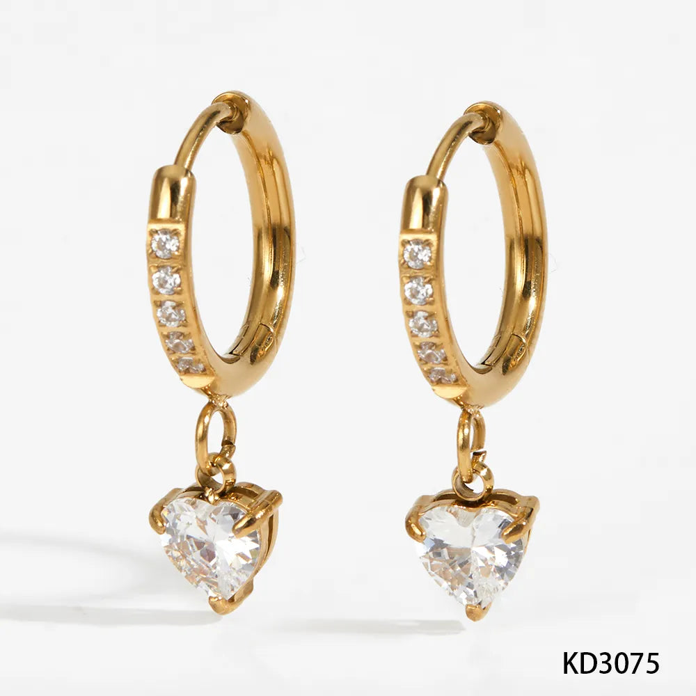 Diamond Water Drop 16K Gold Plated 304 Stainless Steel Earrings