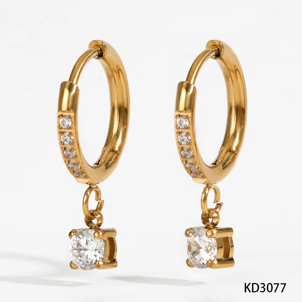 Diamond Water Drop 16K Gold Plated 304 Stainless Steel Earrings