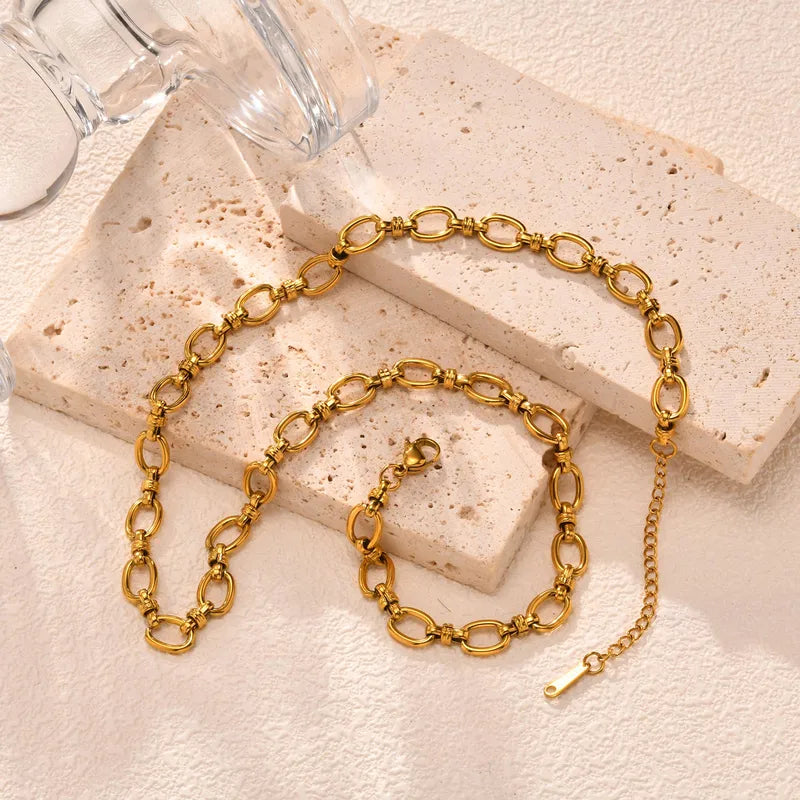 IG Style Simple 201 Stainless Steel 18K Gold Plated Necklace
