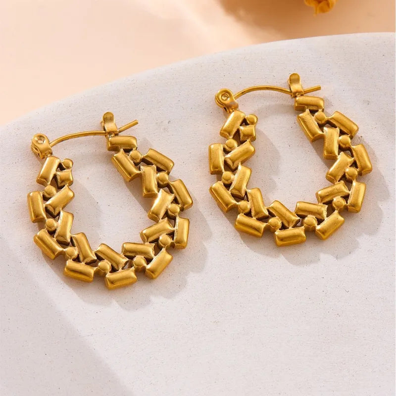 Abstract Patterns 18K Gold Plated 304 Stainless Steel Earring