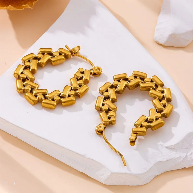 Abstract Patterns 18K Gold Plated 304 Stainless Steel Earring