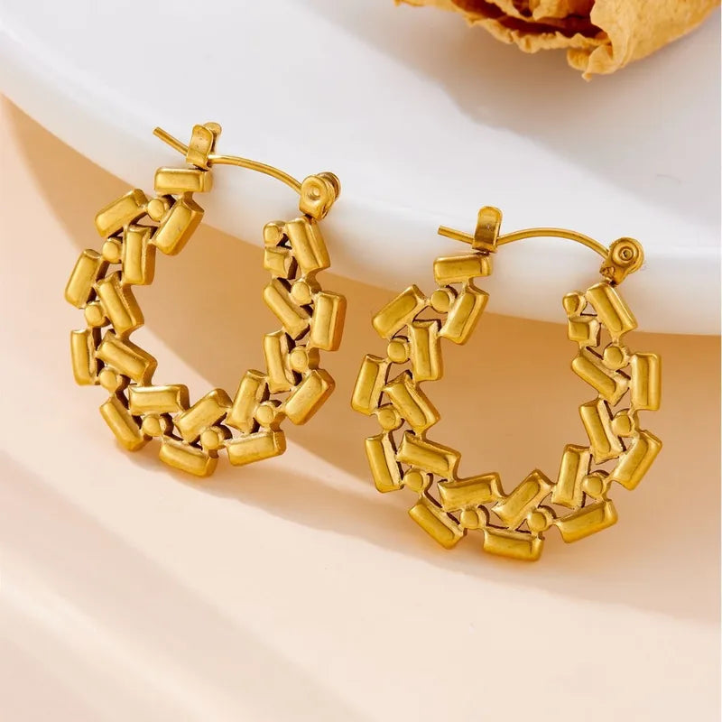 Abstract Patterns 18K Gold Plated 304 Stainless Steel Earring