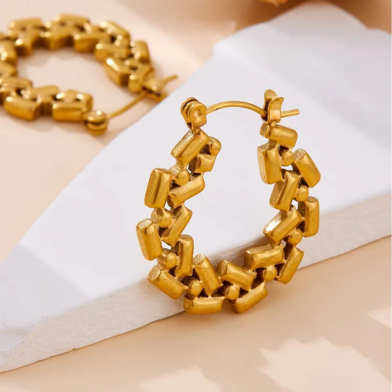 Abstract Patterns 18K Gold Plated 304 Stainless Steel Earring