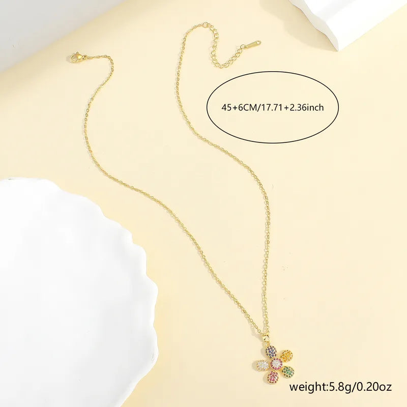 Colored Petals 18K Gold Plated 304 Stainless Steel Necklace