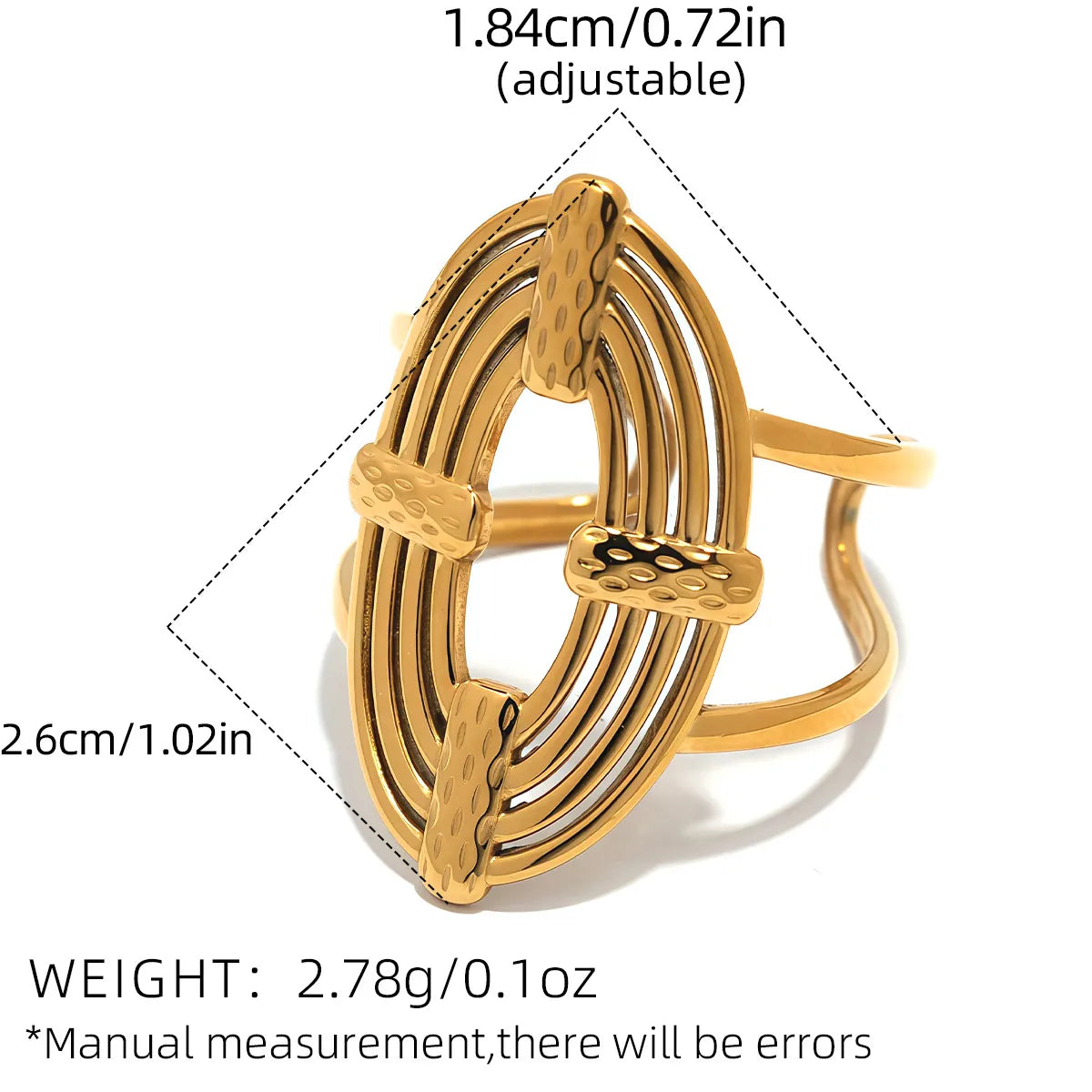 Casual Lady Geometric 304 Stainless Steel 18K Gold Plated Geometric Open Ring