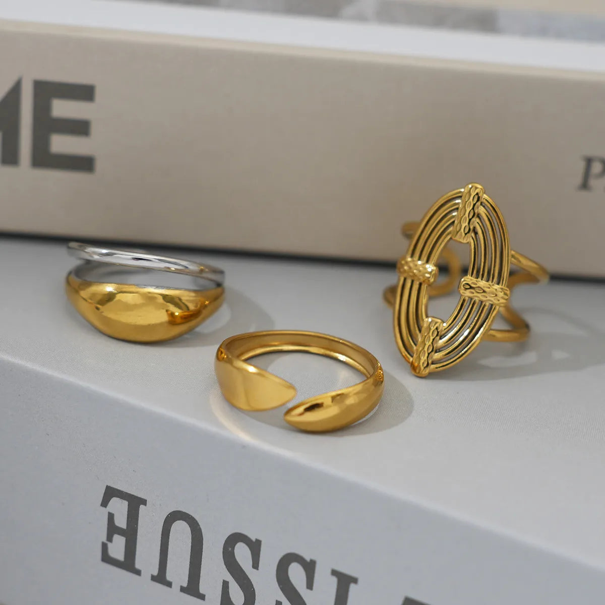 Casual Lady Geometric 304 Stainless Steel 18K Gold Plated Geometric Open Ring