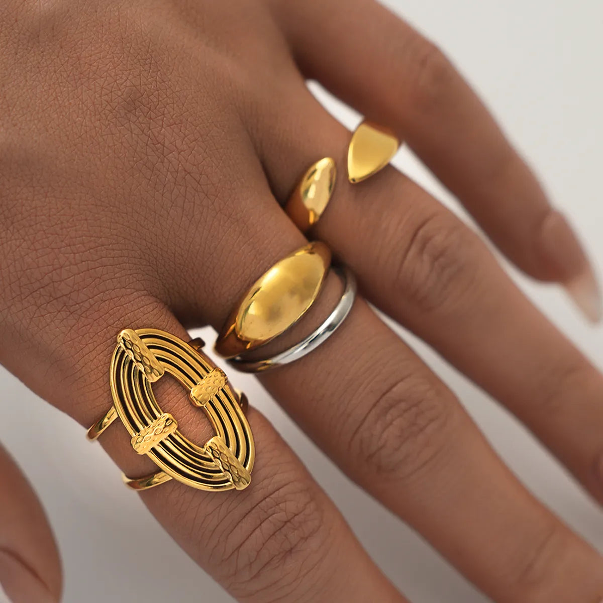 Casual Lady Geometric 304 Stainless Steel 18K Gold Plated Geometric Open Ring