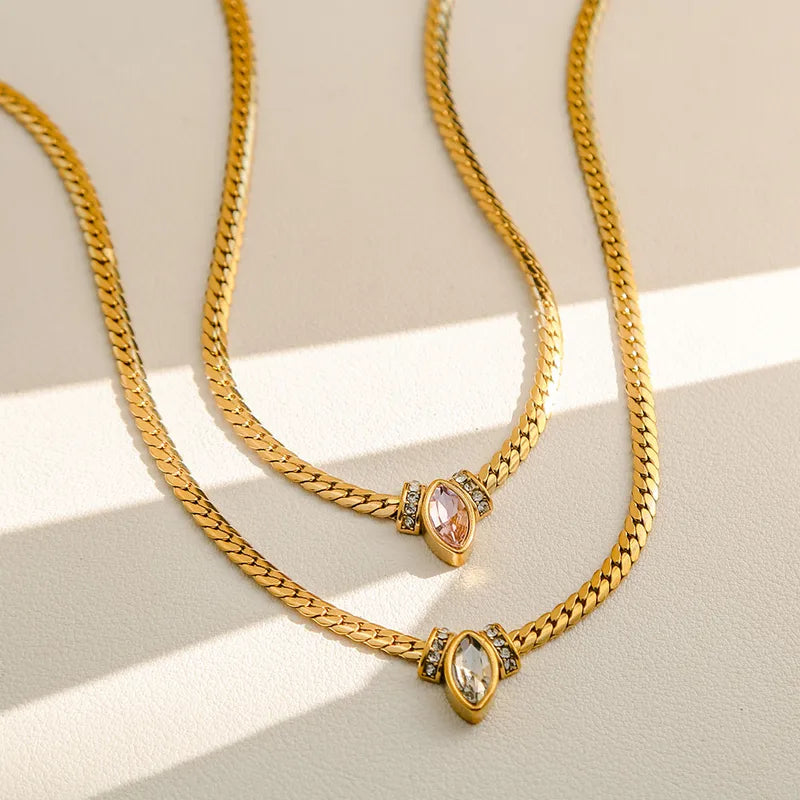 Vintage Diamond 18K Gold Plated 304 Stainless Steel Necklace