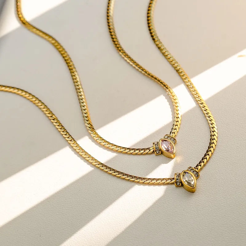 Vintage Diamond 18K Gold Plated 304 Stainless Steel Necklace