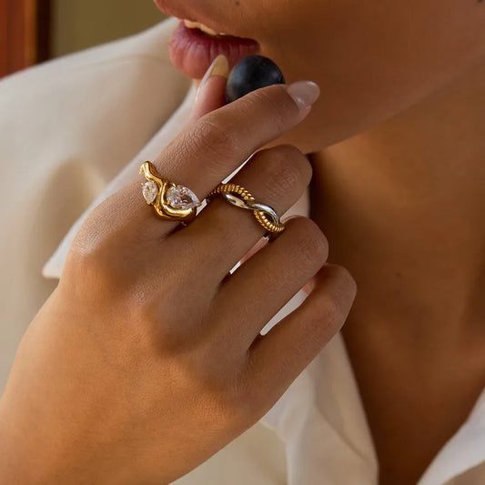 Pull This Snake Ring 304 Stainless Steel 18K Gold Plated Ring