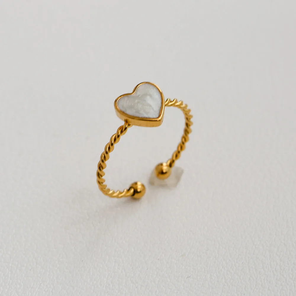 Heart Shaped PVD Coated 18K Gold Plated 304 Stainless Steel Ring
