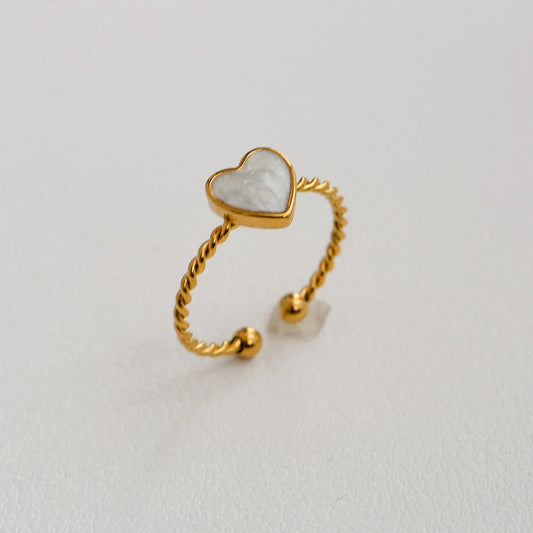 Heart Shaped PVD Coated 18K Gold Plated 304 Stainless Steel Ring