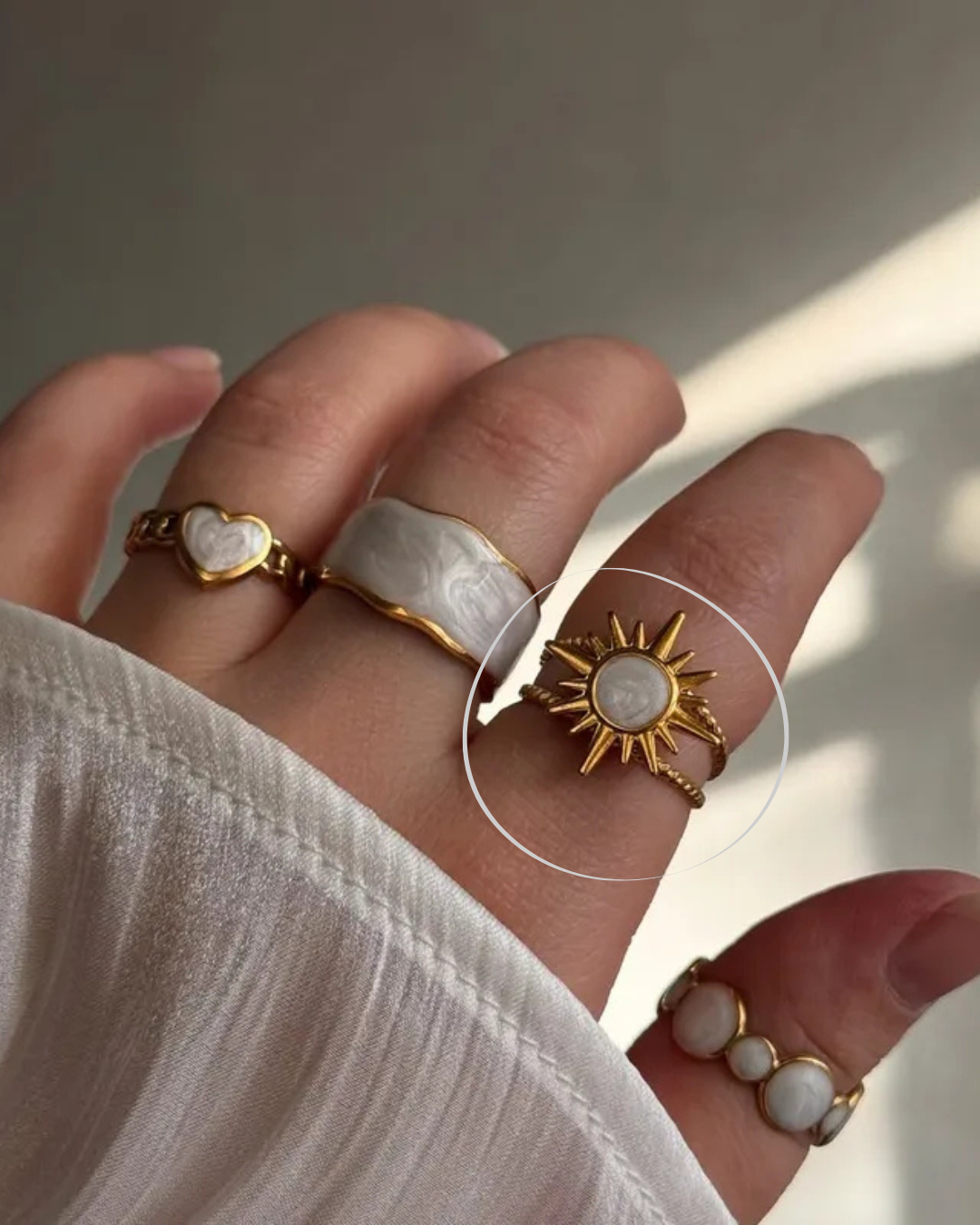 Sunny Girl PVD Coated 18K Gold Plated 304 Stainless Steel Ring