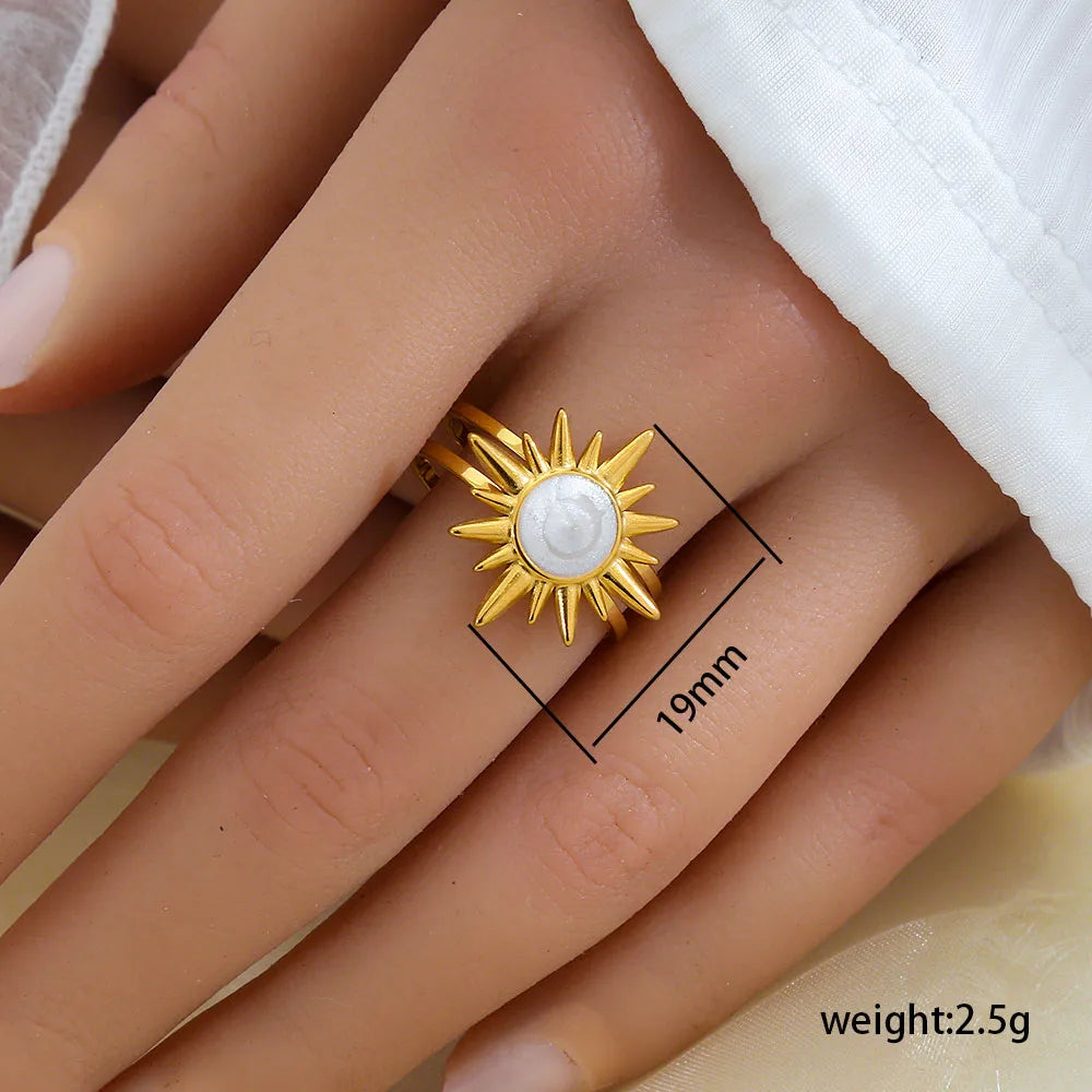 Sunny Girl PVD Coated 18K Gold Plated 304 Stainless Steel Ring