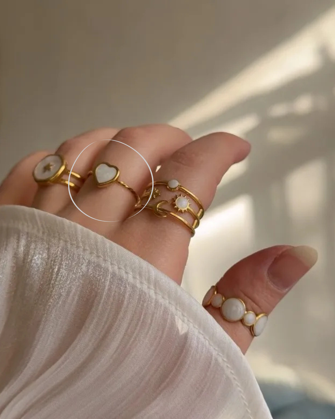 Heart Shaped PVD Coated 18K Gold Plated 304 Stainless Steel Ring