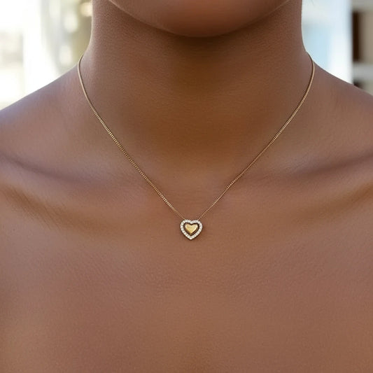 Heart Shape 3D 304 Stainless Steel 18K Gold Plated Necklace