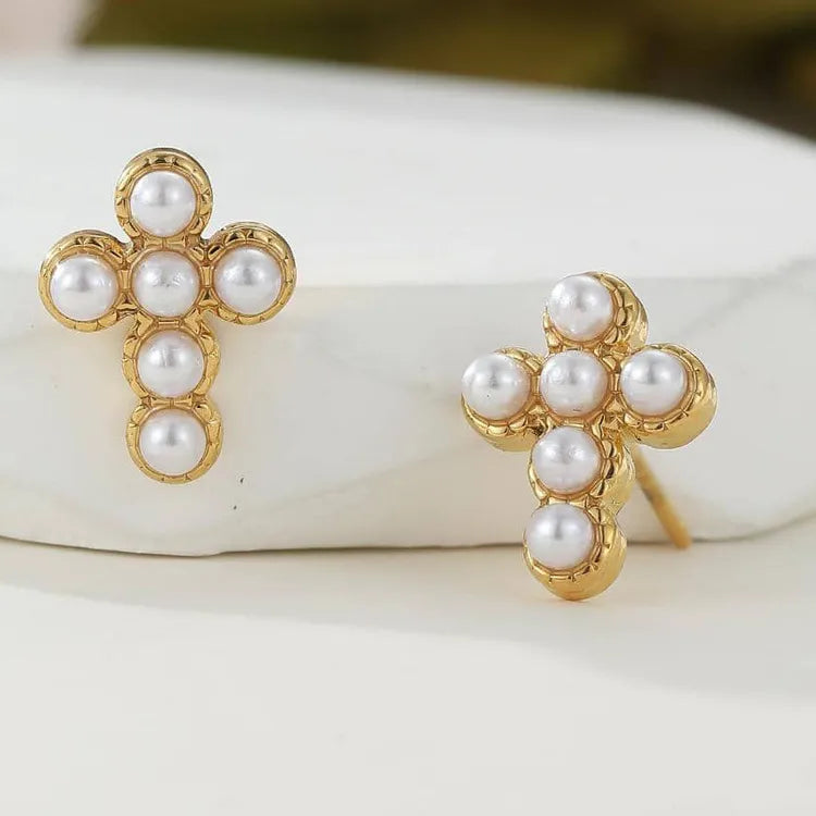 Pearl 18K Gold Plated 304 Stainless Steel Stud