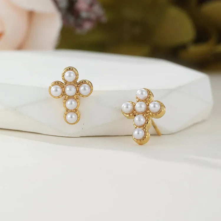 Pearl 18K Gold Plated 304 Stainless Steel Stud