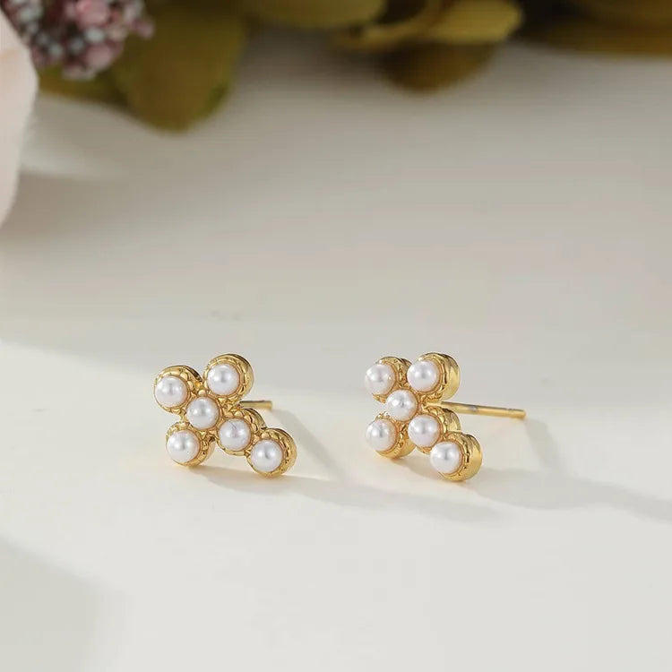 Pearl 18K Gold Plated 304 Stainless Steel Stud