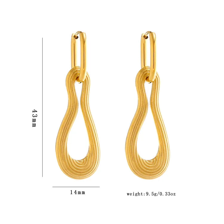 Gourd 18K Gold Plated 304 Stainless Steel Luxurious Drop Earrings