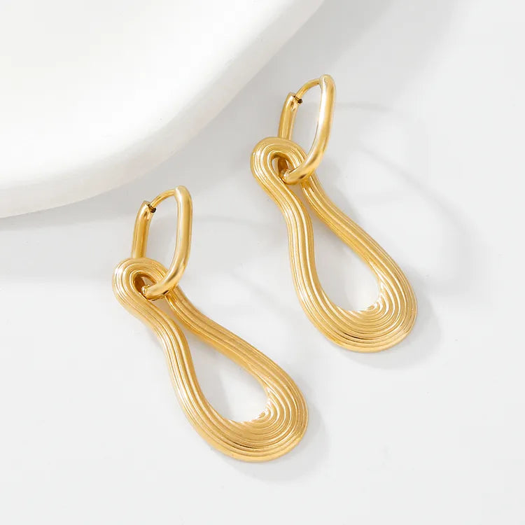 Gourd 18K Gold Plated 304 Stainless Steel Luxurious Drop Earrings