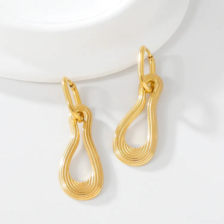 Gourd 18K Gold Plated 304 Stainless Steel Luxurious Drop Earrings