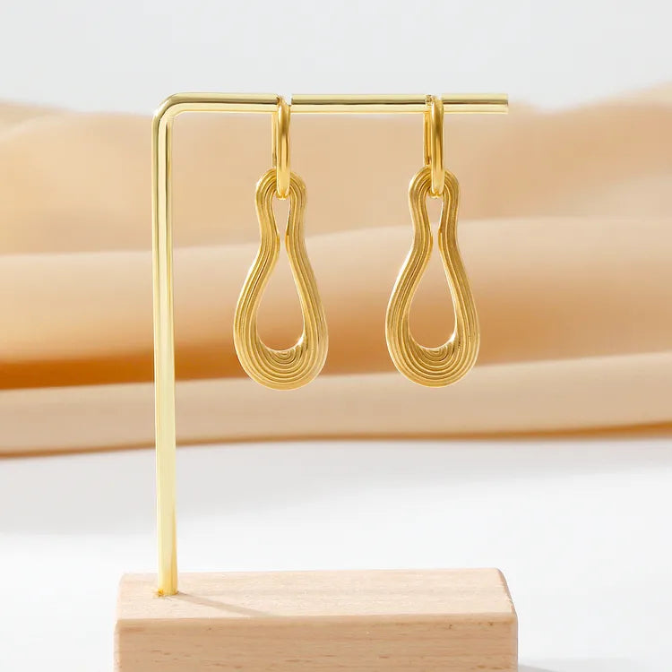 Gourd 18K Gold Plated 304 Stainless Steel Luxurious Drop Earrings