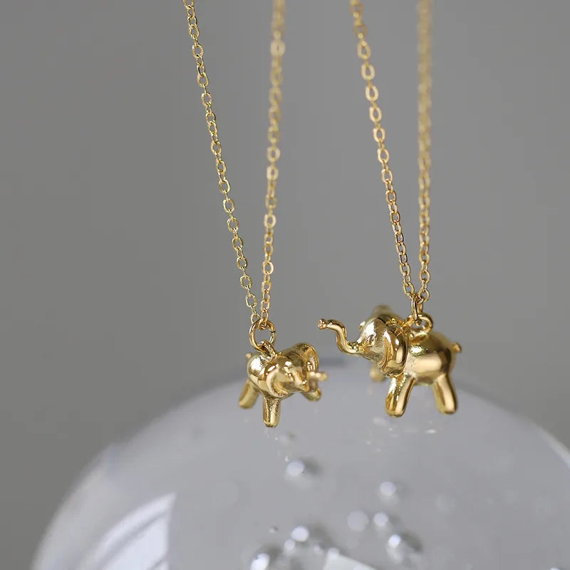 Elephant 18K Gold Plated 304 Stainless Steel Vintage Pendant Necklace