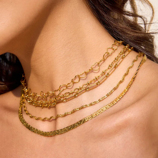 Clip Waves Heart 304 Stainless Steel 18K Gold Plated Necklace