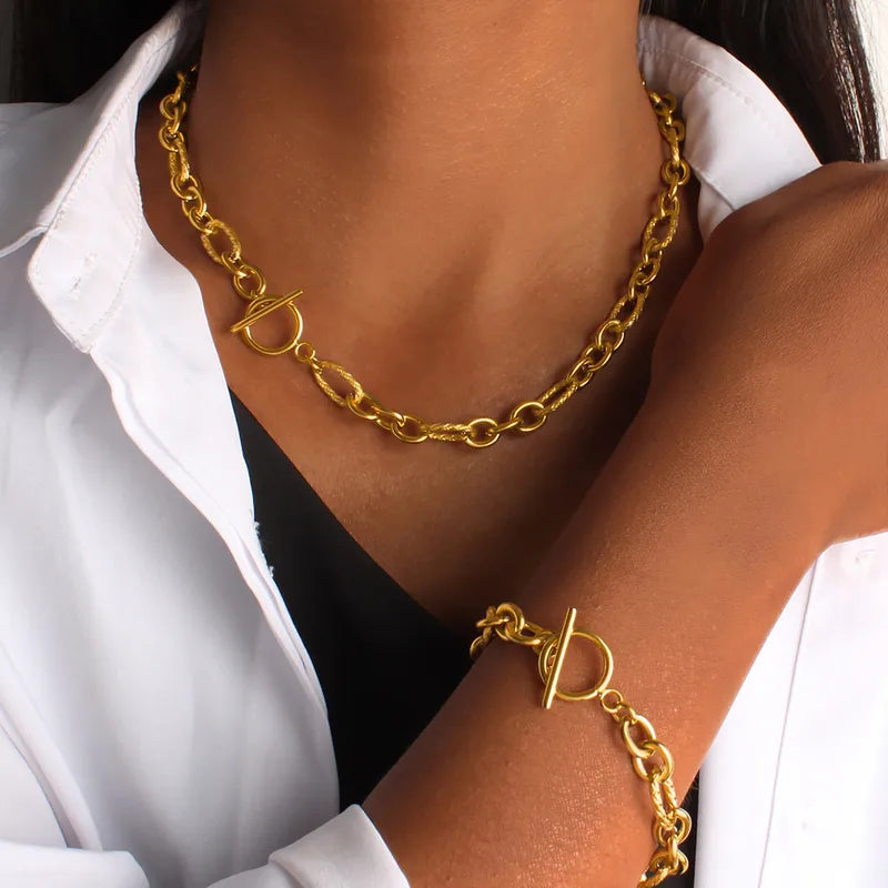 Rope Style Links Oval 304 Stainless Steel 18K Gold Plated Cable Chain