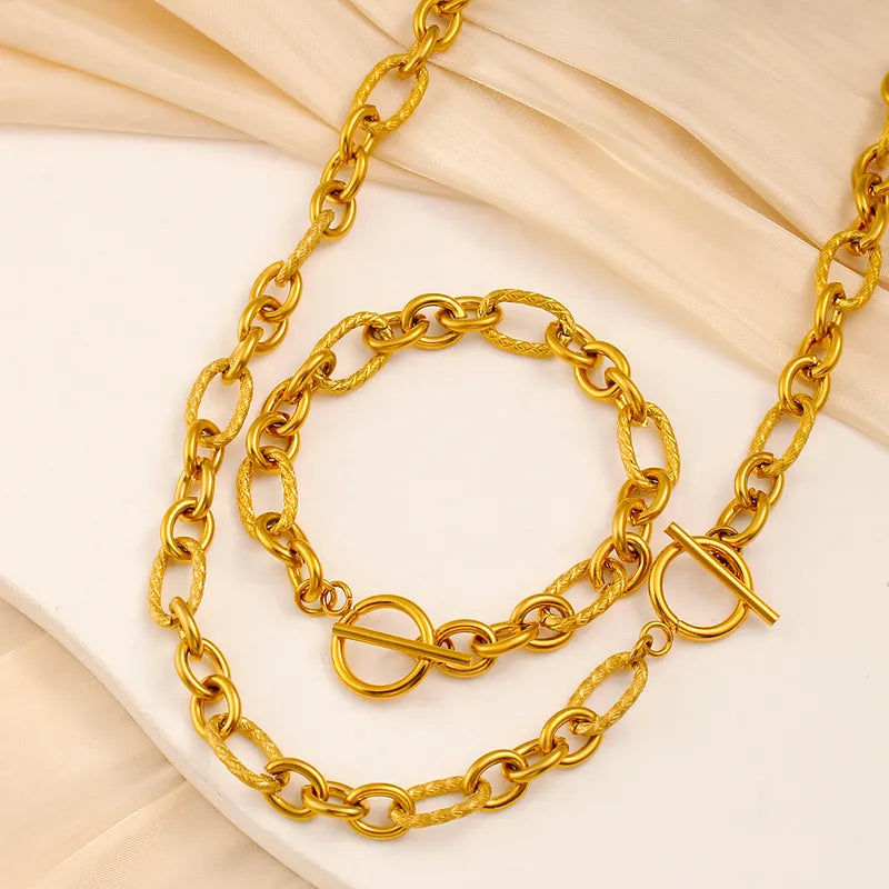 Rope Style Links Oval 304 Stainless Steel 18K Gold Plated Cable Chain
