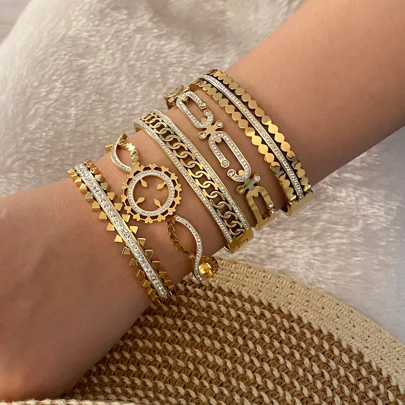 Pretty Sure 18K Gold Plated Oval 304 Stainless Steel Bracelet