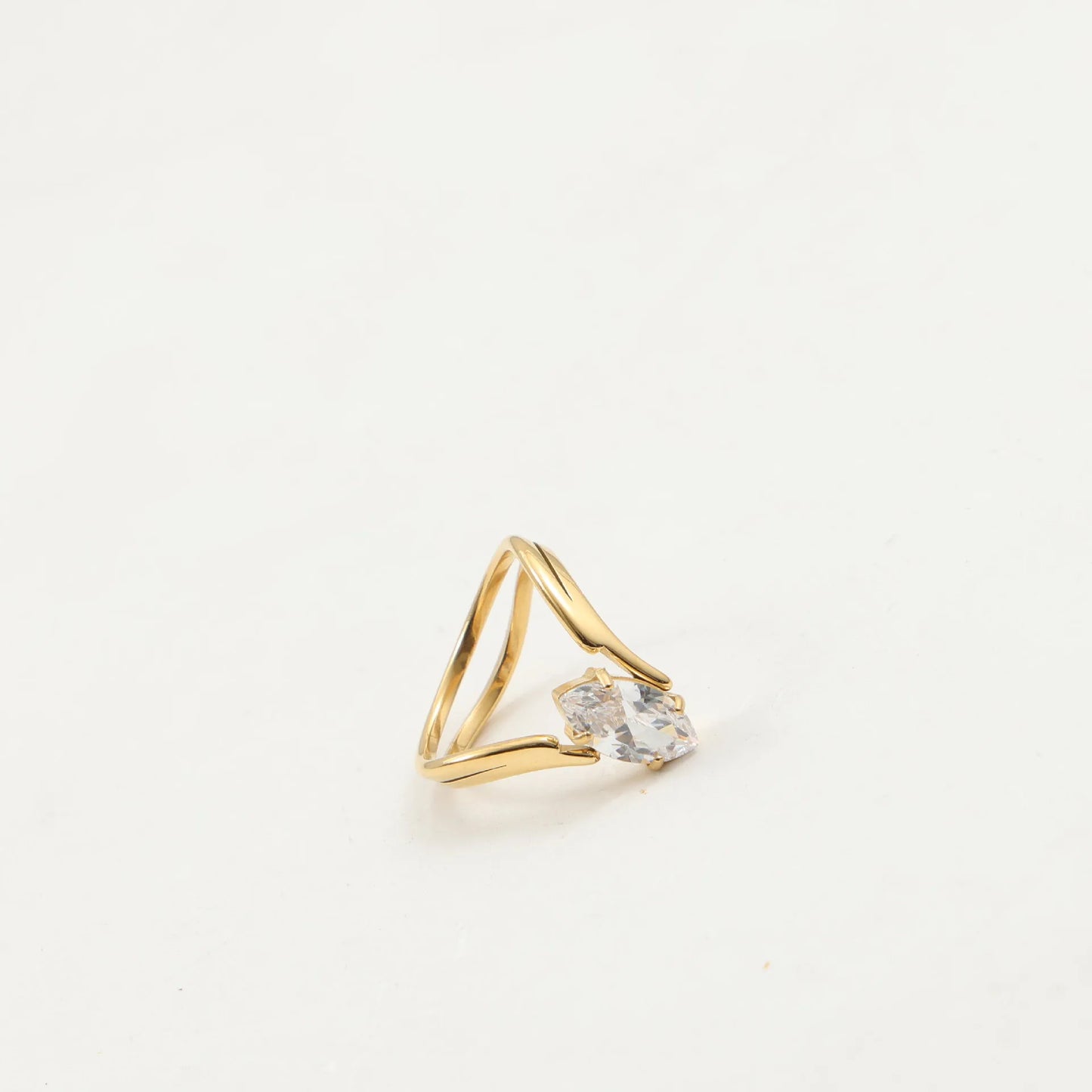 Zirconium Titanium Steel Plated 18K Gold Pled Convex Ring