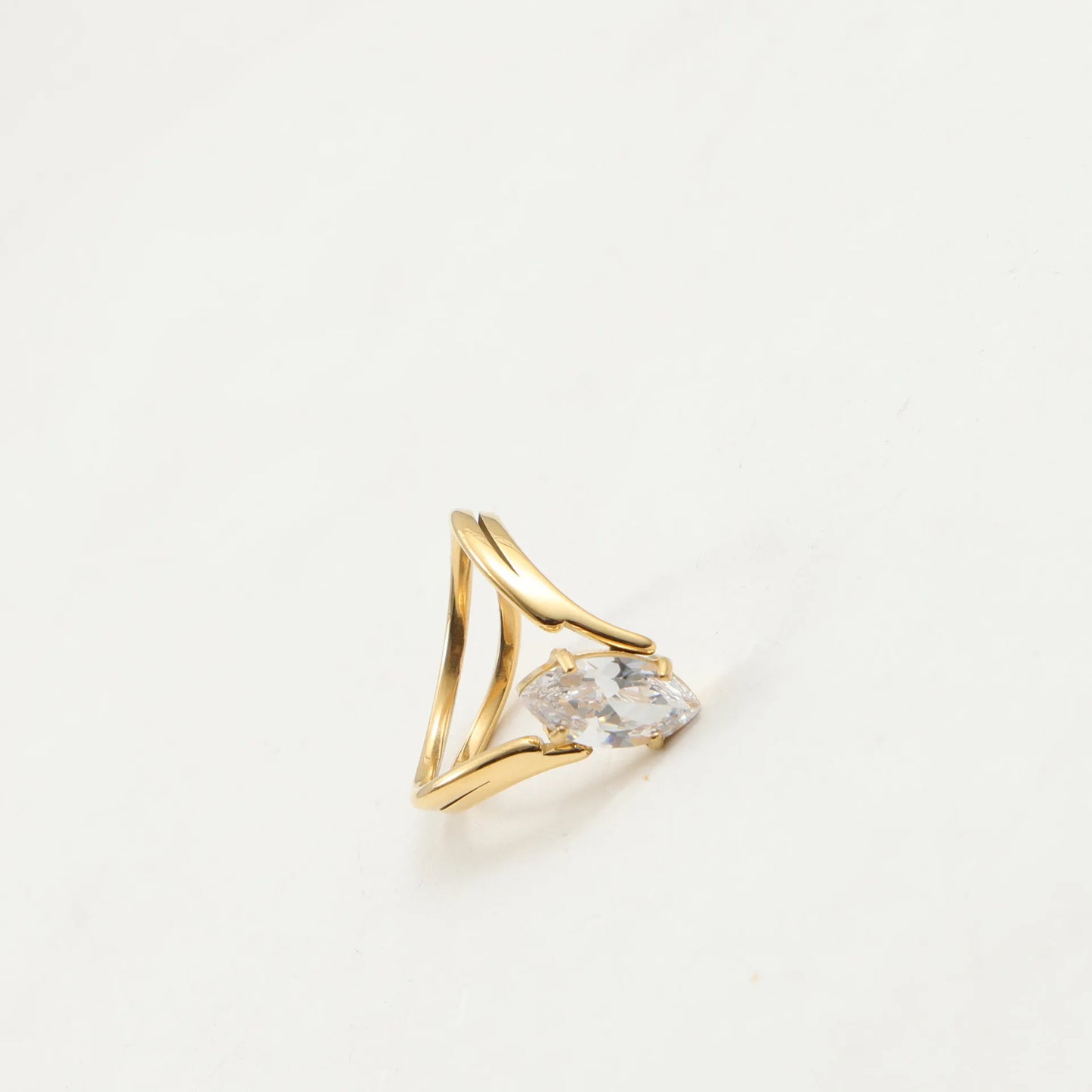 Zirconium Titanium Steel Plated 18K Gold Pled Convex Ring