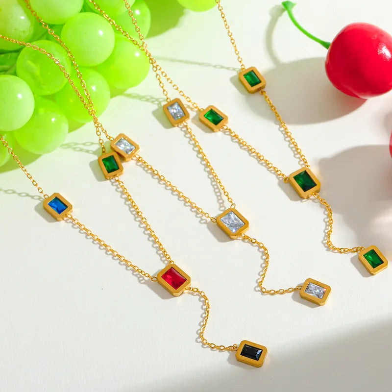 Exquisite Design 18K Gold Plated Stainless Steel Zirconia Necklace