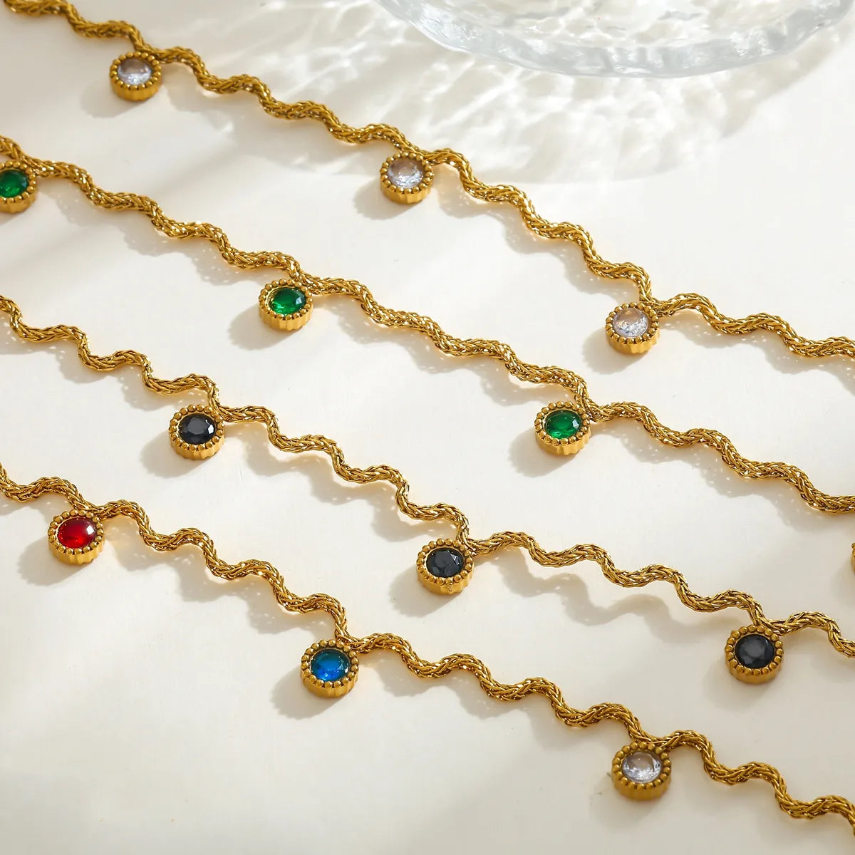 Vacuumed 18K Gold Plated 304 Stainless Steel Zircon Necklace