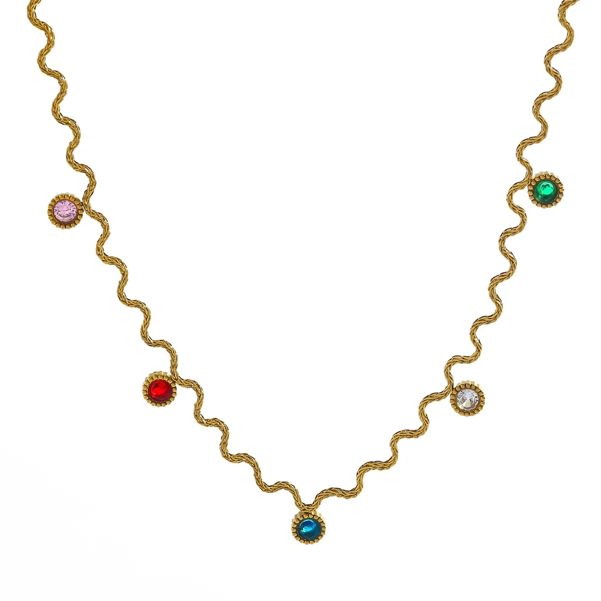 Vacuumed 18K Gold Plated 304 Stainless Steel Zircon Necklace