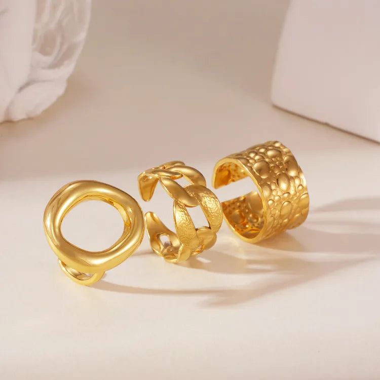 Classical 18K Gold Plated 304 Stainless Steel Open Ring Set