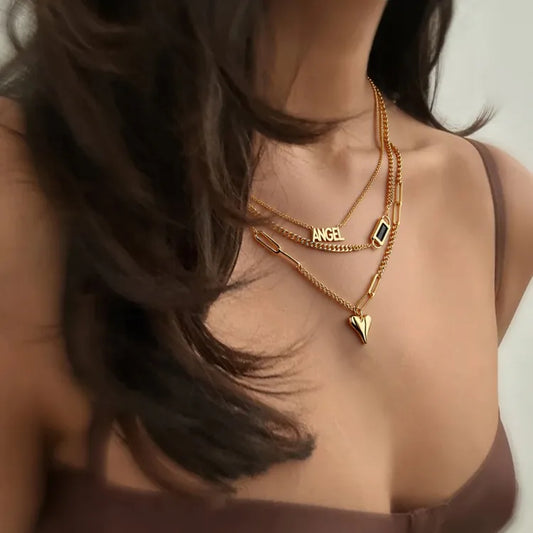 High-End Gift Multi-Layer Heart Pendant 304 Stainless Steel Necklace