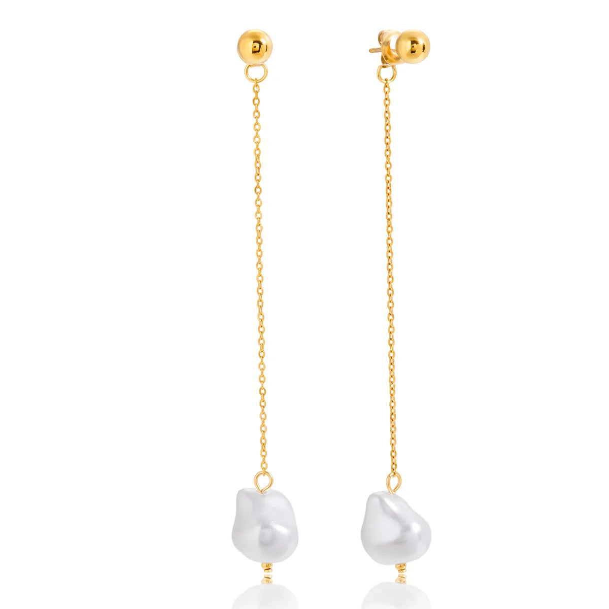 Graceful 18K Gold Stainless Steel Acrylic Pearl Tassel Earring