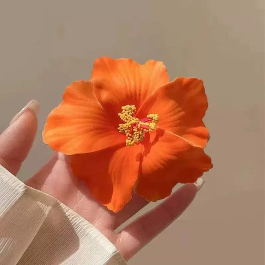 Orange Hibiscus Hair Clip