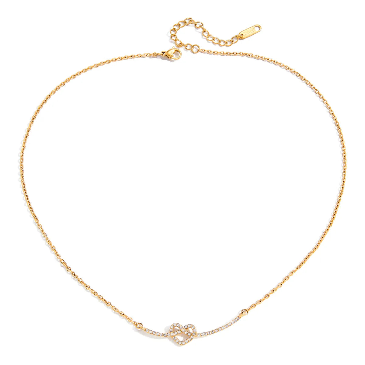 Classic Love Heart 18K Gold Plated 304 Stainless Steel Rhinestone Necklace