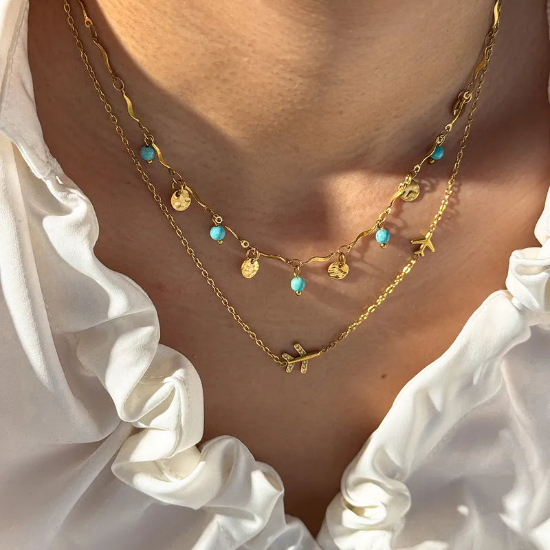 Airplane Rhinestone 18K Gold Plated 304 Stainless Steel Necklace