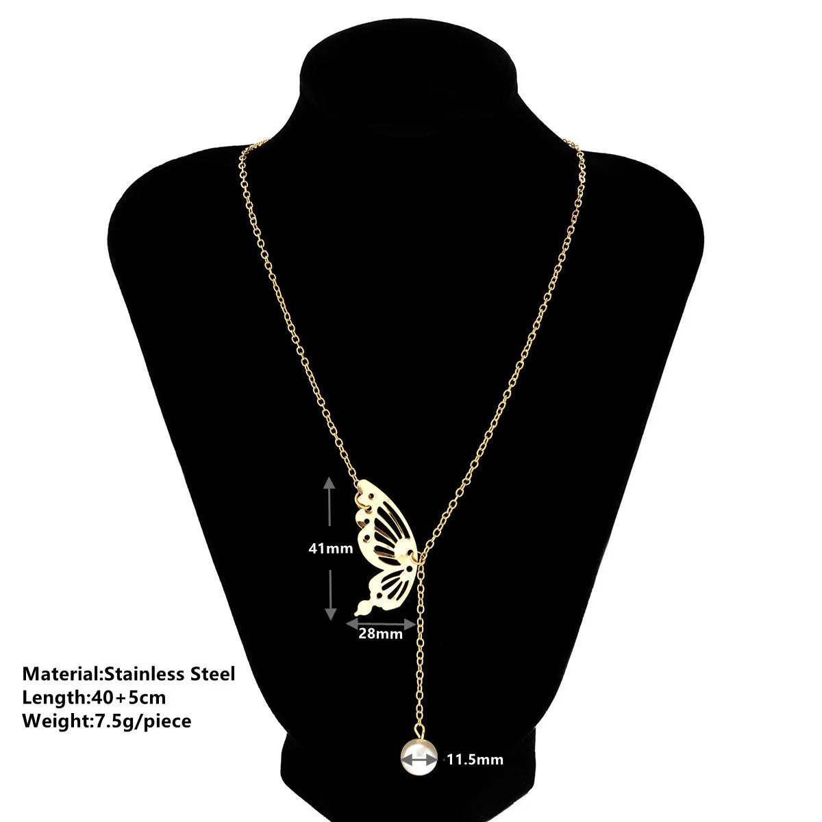 Butterfly Titanium Steel 18K Gold Plated Plating Pendant Necklace