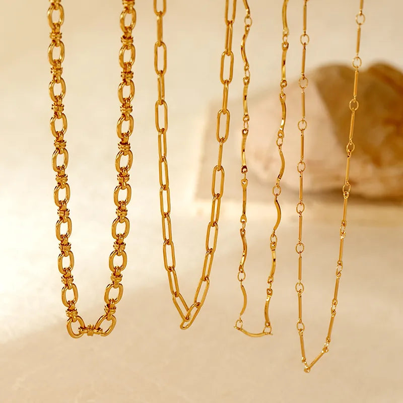 Clipped Oval Link 18K Gold Plated 304 Stainless Steel Necklace
