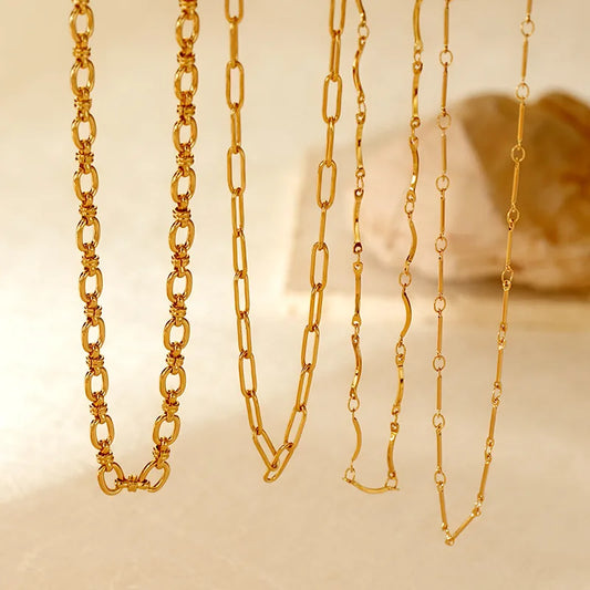 Clipped Oval Link 18K Gold Plated 304 Stainless Steel Necklace